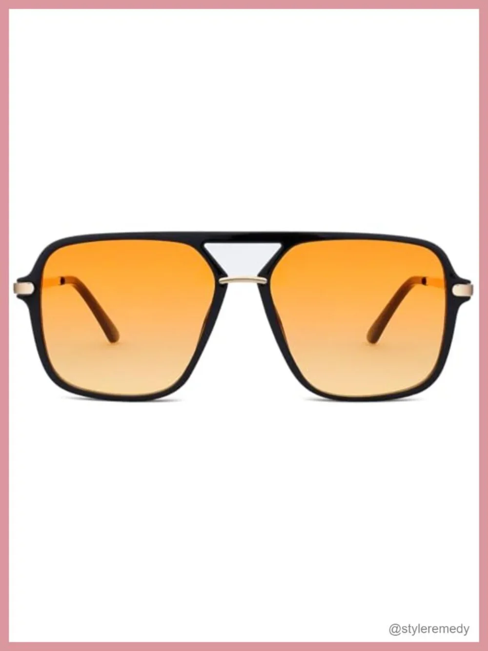 Retro Square Tinted Lens Aviator Sunglasses Tangle Free No Nose Piece